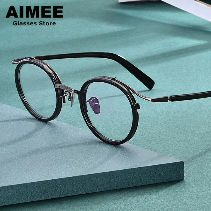 Aimee Unisex Full Rim Round Titanium Acetate Eyeglasses 2810 Full Rim Aimee   