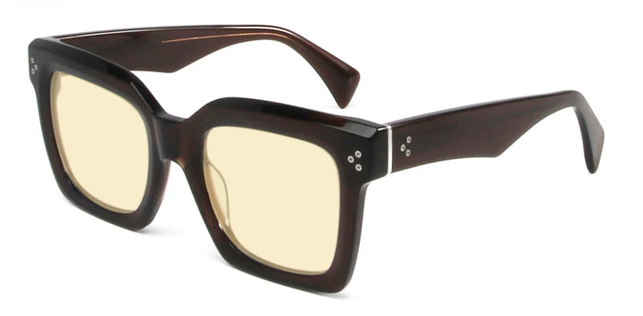 Esnbie Unisex Full Rim Square Brow Line Acetate Sunglasses 246051