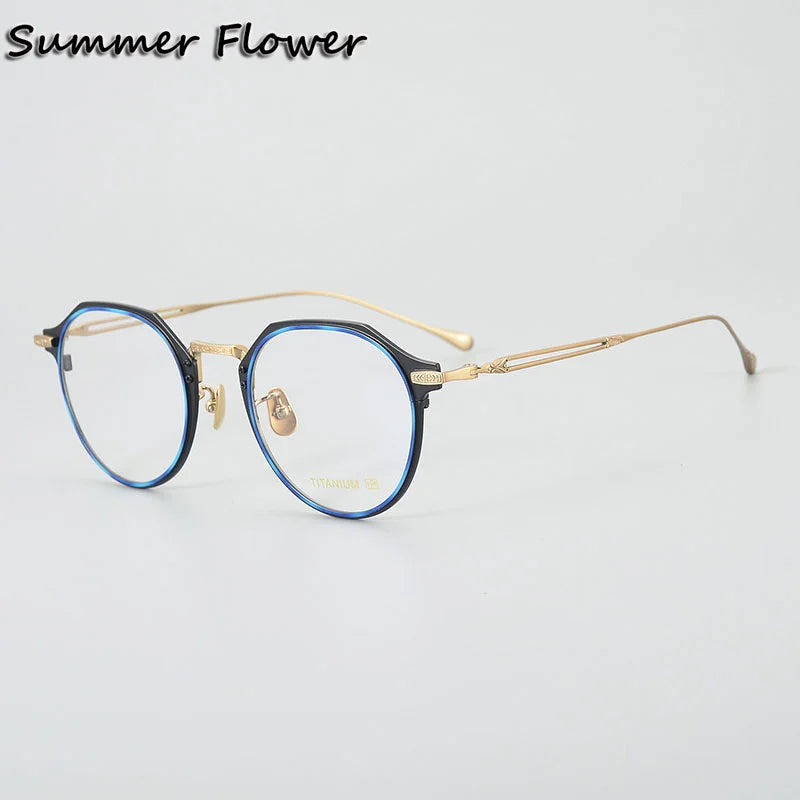 Summer Flower Unisex Full Rim Oval Titanium Acetate Eyeglasses 611061