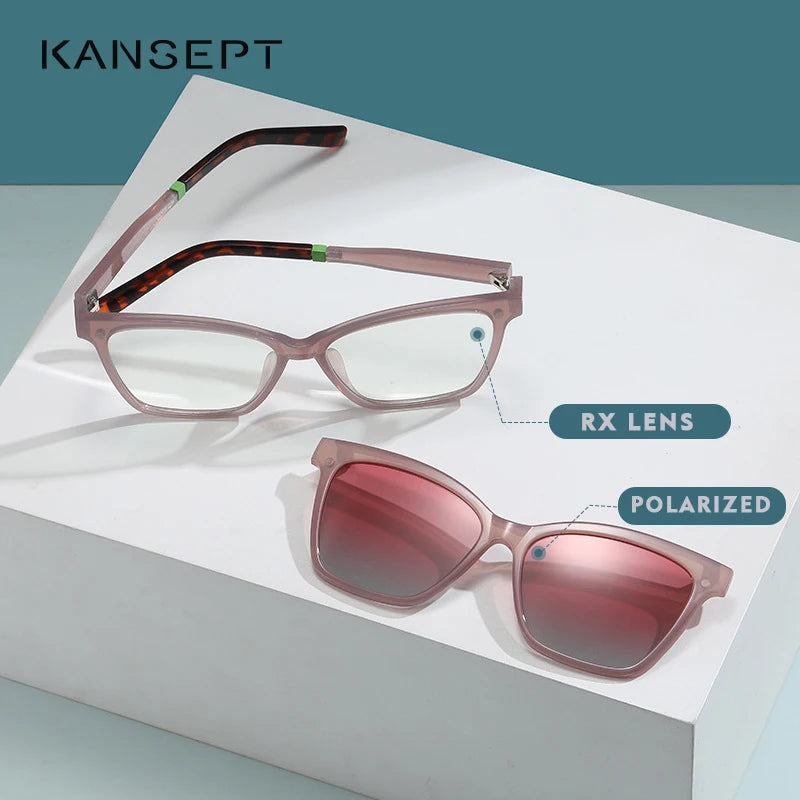 Kansept Women's Full Rim Cat Eye Tr 90 Reading Glasses Clip On Sunglasses 7704 Reading Glasses Kansept   