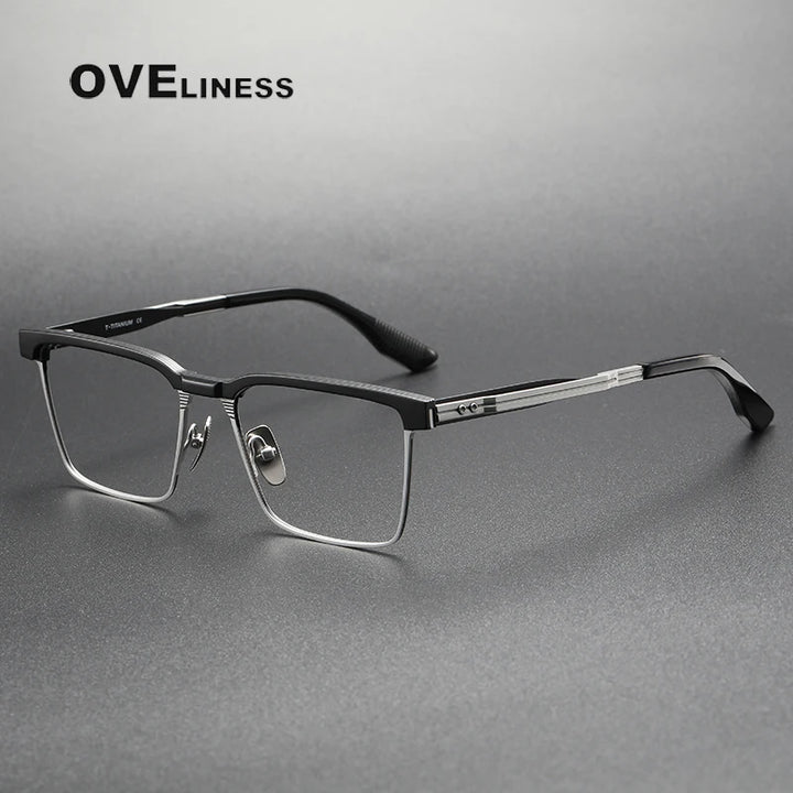 Oveliness Unisex Full Rim Square Acetate Titanium Eyeglasses 369137