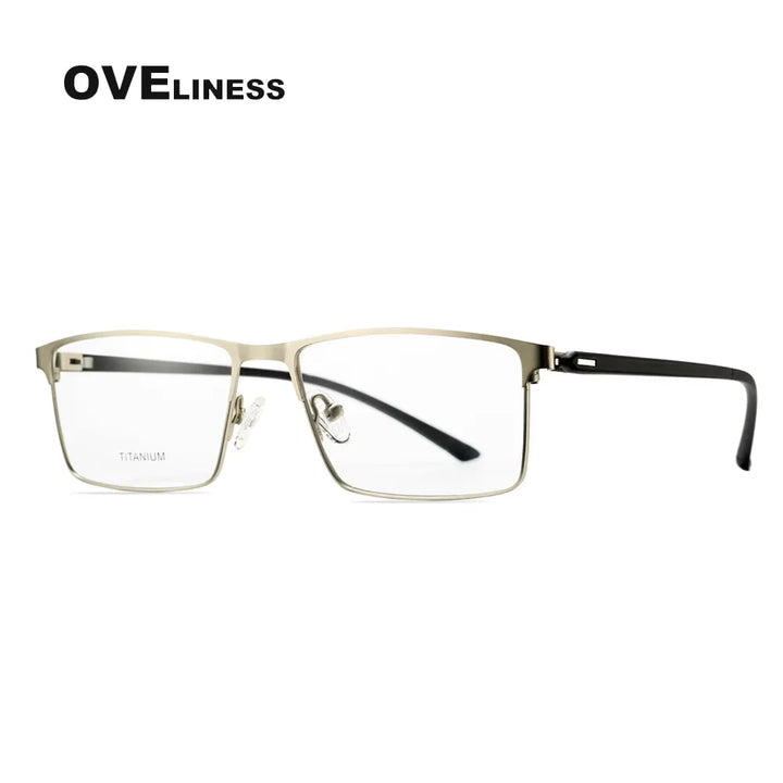 Oveliness Men's Full Rim Square Titanium Alloy Eyeglasses 48837 Full Rim Oveliness silver  