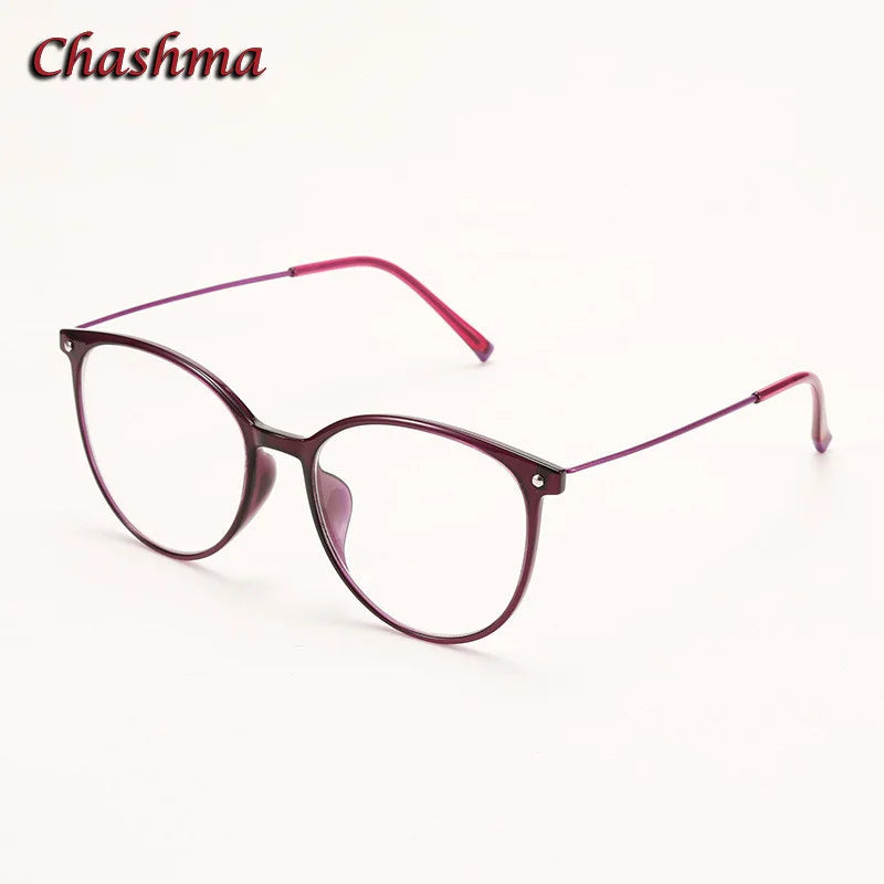 Chashma Ochki Unisex Full Rim Round Ultem Eyeglasses 2155 Full Rim Chashma Ochki Purple  