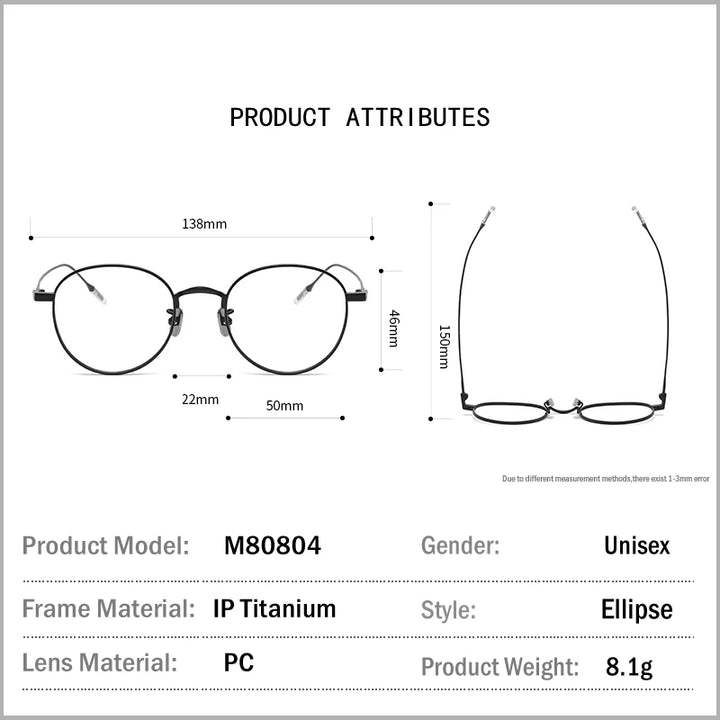 Muzz Women's Full Rim Oval Round Titanium Eyeglasses 80804 Full Rim Muzz   