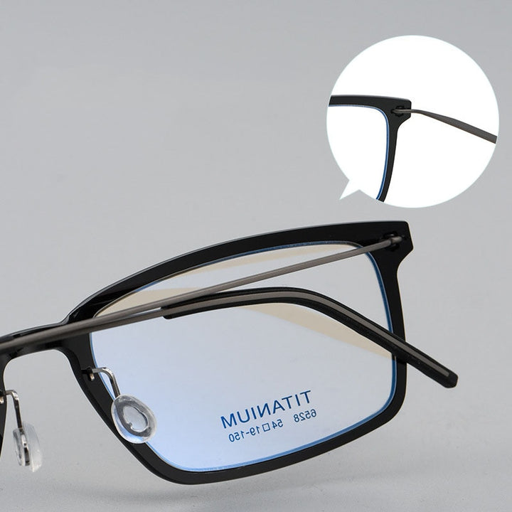 Hdcrafter Men's Full Rim Square Screwless Titanium Eyeglasses 6528hs Full Rim Hdcrafter Eyeglasses   