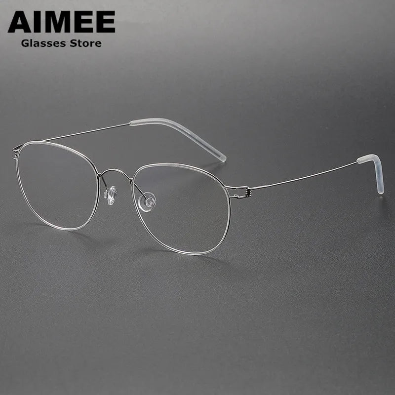 Aimee Unisex Full Rim Oval Round Screwless Titanium Eyeglasses 2051 Full Rim Aimee Silver  