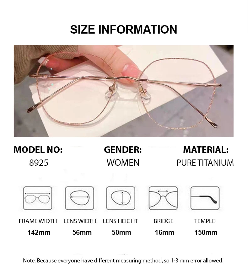 Summer Flower Women's Rimless Round Oval Titanium Eyeglasses 88925 Rimless Summer Flower