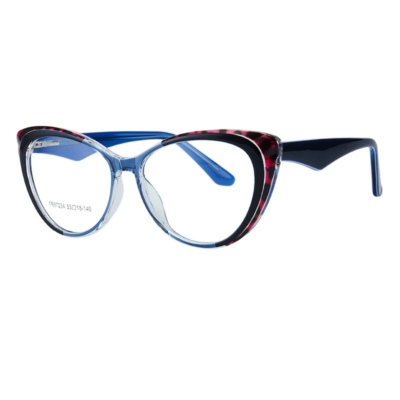 KatKani Unisex Full Rim Cat Eye Tr 90 Eyeglasses 87234 Full Rim KatKani Eyeglasses Blue  