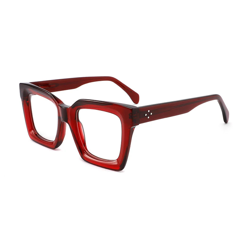 Gatenac Unisex Full Rim Square Thick Acetate Eyeglasses Gxyj156 Full Rim Gatenac Red