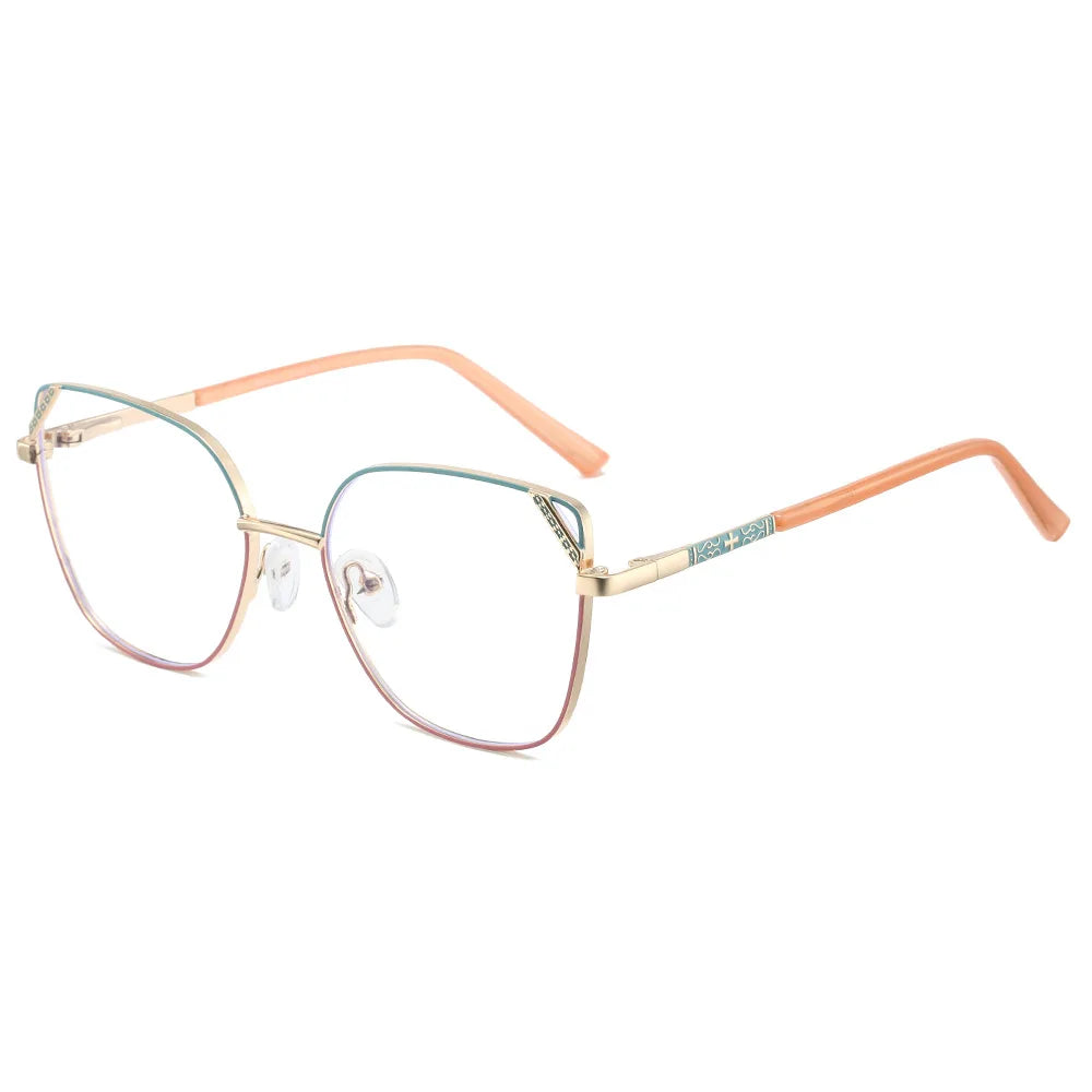 KatKani Women's Full Rim Square Cat Eye Alloy Eyeglasses 8612 Full Rim KatKani Eyeglasses   