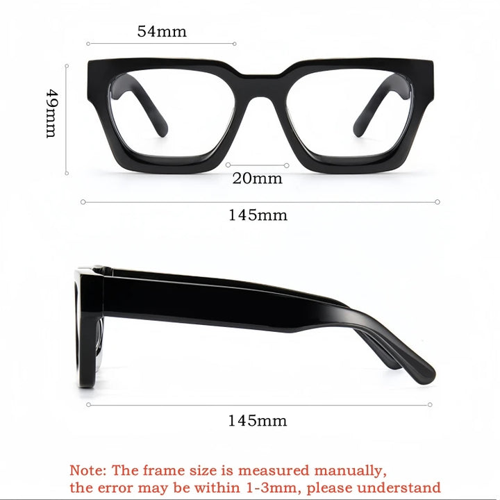 Yimaruili Unisex Full Rim Square Thick Acetate Eyeglasses 29006