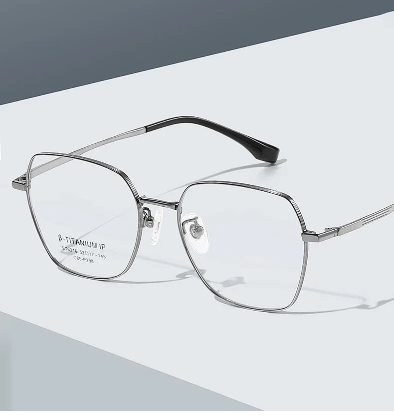 Ralferty Women's Full Rim Square Polygon Titanium Eyeglasses R6216 Full Rim Ralferty   