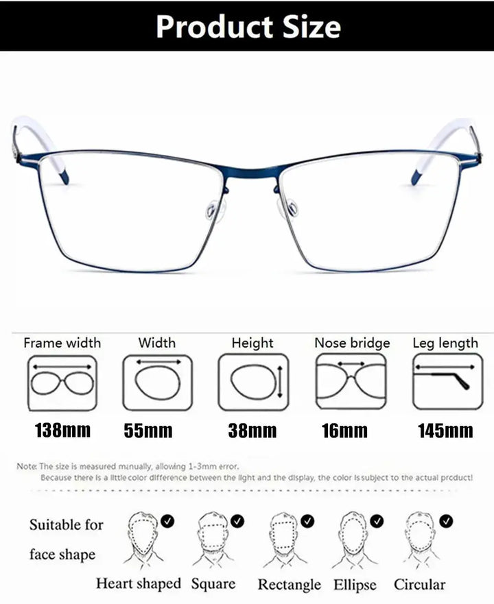 Bobbie 460951 Unisex 138mm Full Rim Square Titanium Frames — view 2 | Bobbie at FuzWeb