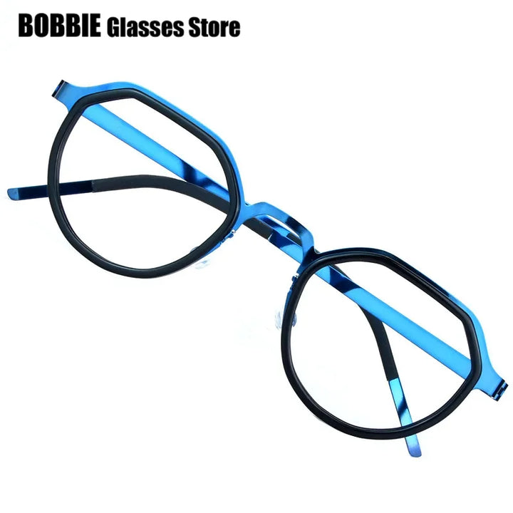 Bobbie Women's Full Rim Flat Top Round Titanium Acetate Eyeglasses 963069