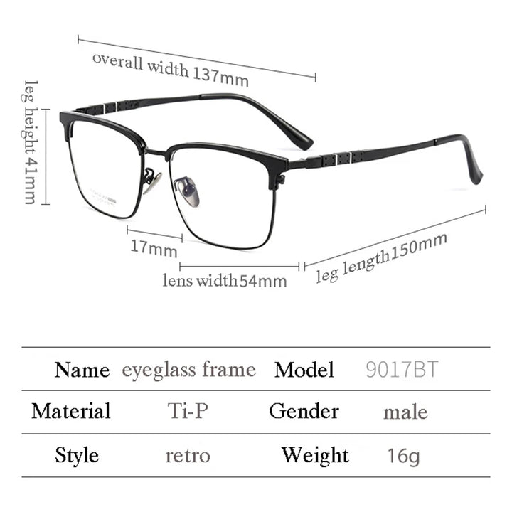 Handoer Women's Full Rim Square Titanium Eyeglasses 9017 Full Rim Handoer   