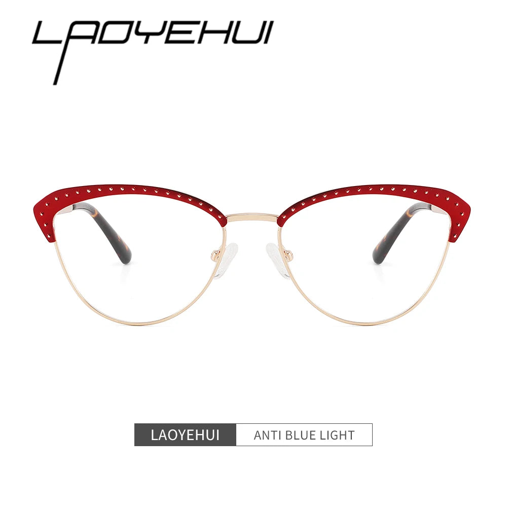 Laoyehui Women's Full Rim Square Cat Eye Alloy Reading Glasses 8867 Reading Glasses Laoyehui   