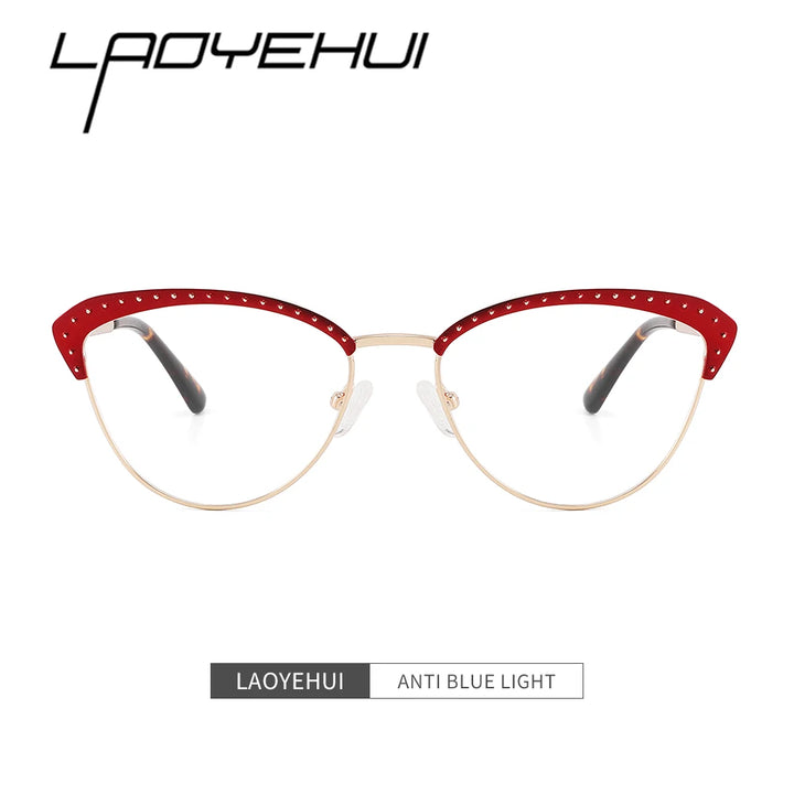 Laoyehui Women's Full Rim Square Cat Eye Alloy Reading Glasses 8867 Reading Glasses Laoyehui   