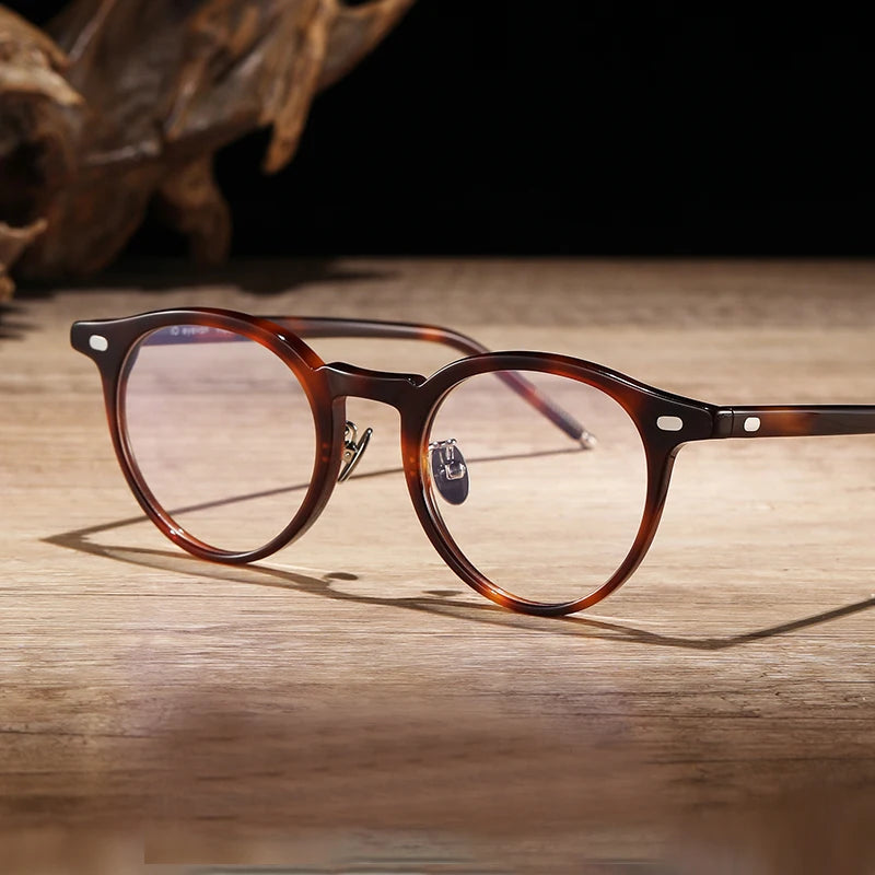 Black Mask Unisex Full Rim Round Acetate Eyeglasses 41803