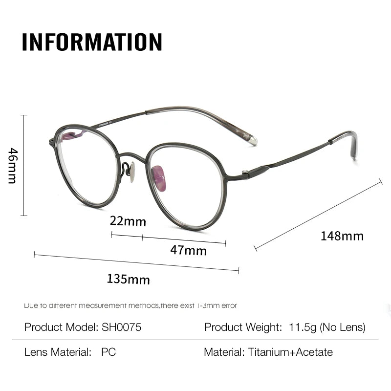 Muzz SH0075 unisex round titanium acetate prescription eyeglasses — view 2