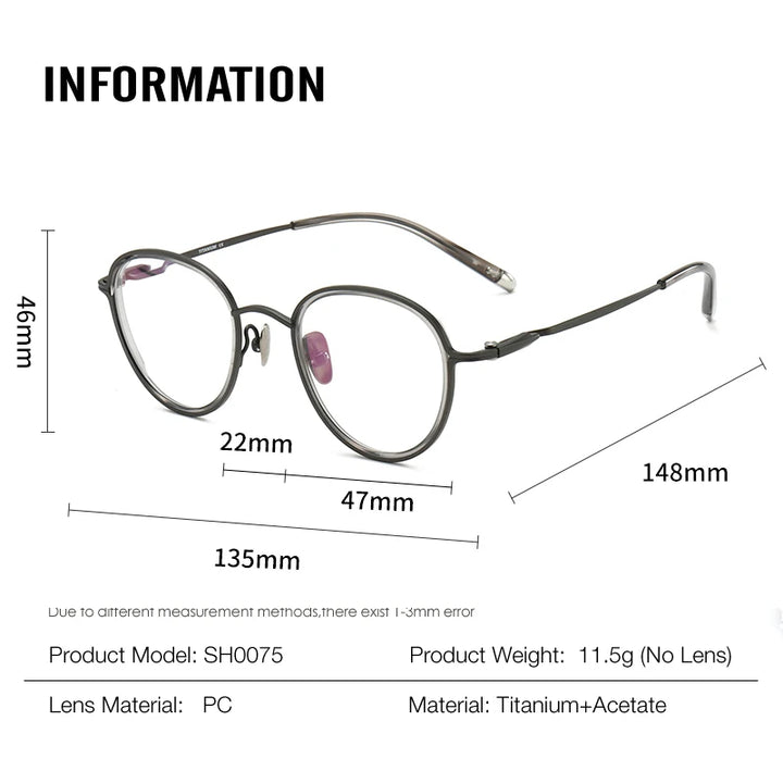 Muzz SH0075 unisex round titanium acetate prescription eyeglasses — view 2