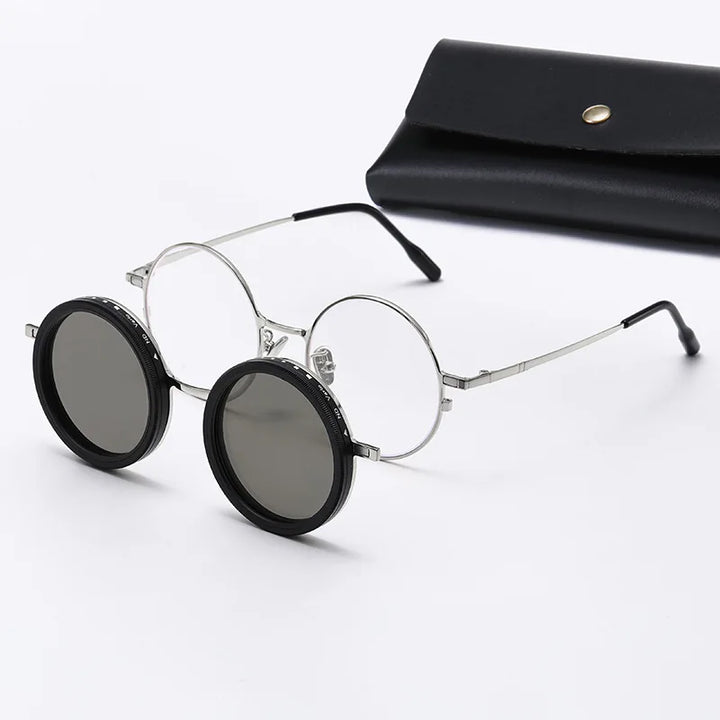 Yimaruili Unisex Full Rim Round Pure Titanium Eyeglasses 25009 — view 5 | Yimaruili at FuzWeb