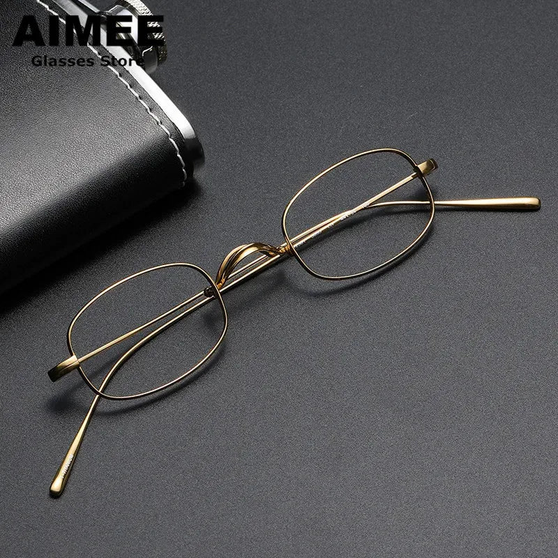 Aimee Unisex Full Rim Small Square Titanium Eyeglasses 1256 Full Rim Aimee   