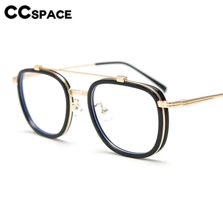 CCSpace Unisex Full Rim Square Double Bridge Alloy Eyeglasses 57049 Full Rim CCspace   