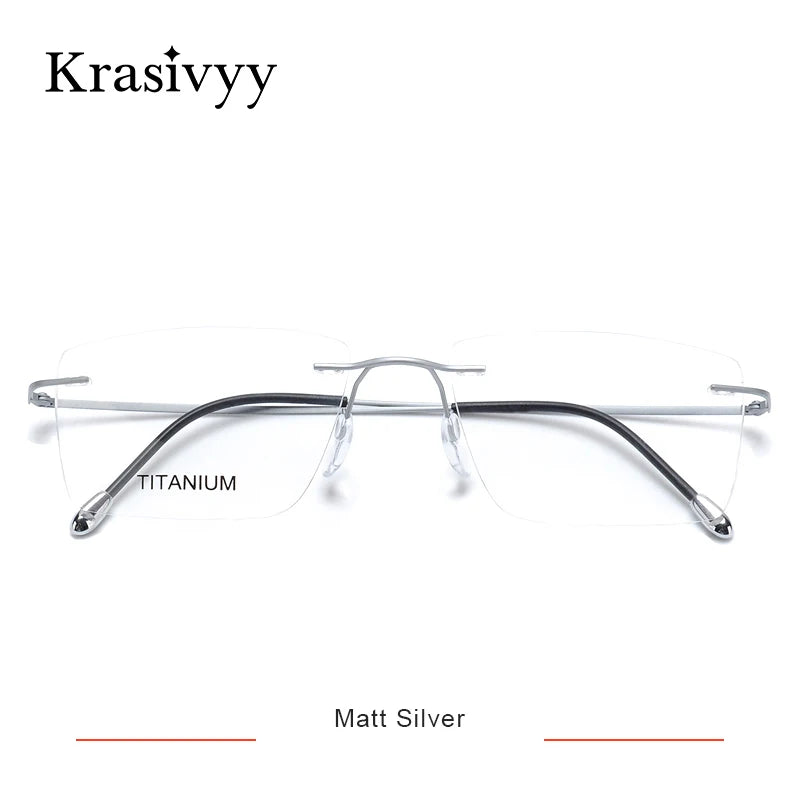 Krasivyy Unisex Rimless Square Titanium Eyeglasses 71611