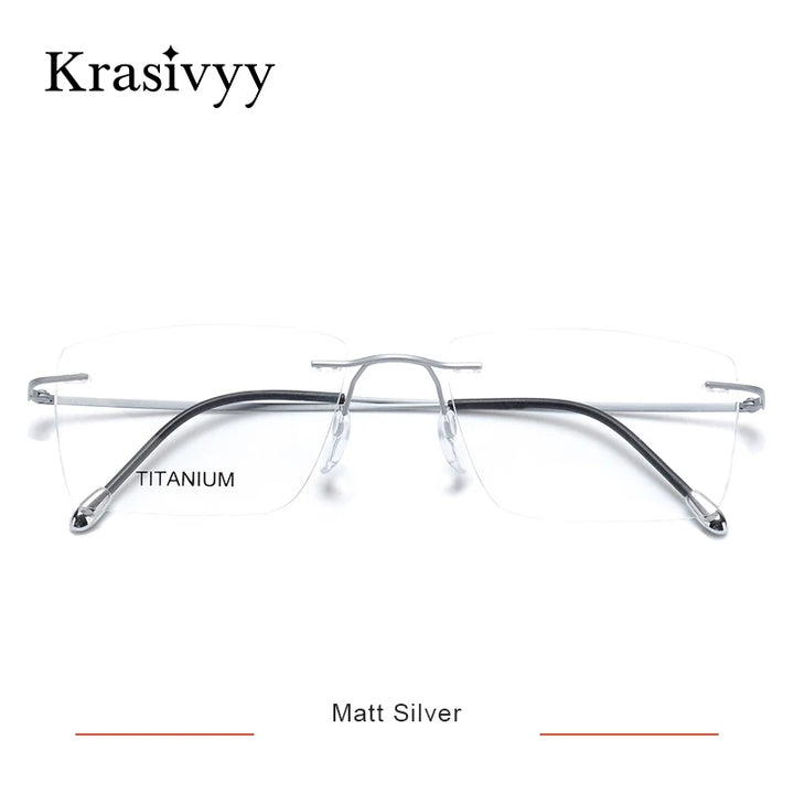 Krasivyy Unisex Rimless Square Titanium Eyeglasses 71611