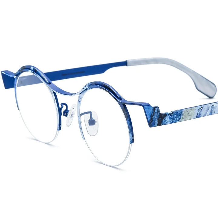 Nobler Women's Semi Rim Oval Round Titanium Eyeglasses 185837