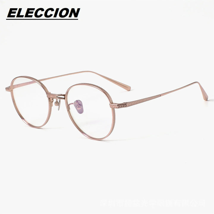 Eleccion Women's Full Rim Oval Square Titanium Eyeglasses 49027