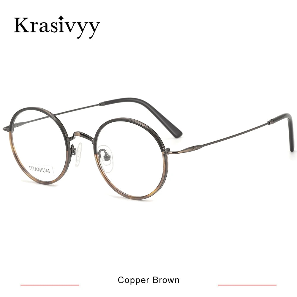 Krasivyy Women's Full Rim Round Titanium Acetate Eyeglasses 416036