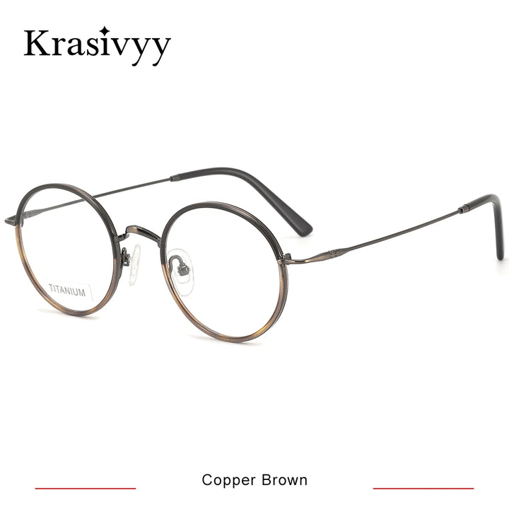 Krasivyy Women's Full Rim Round Titanium Acetate Eyeglasses 416036