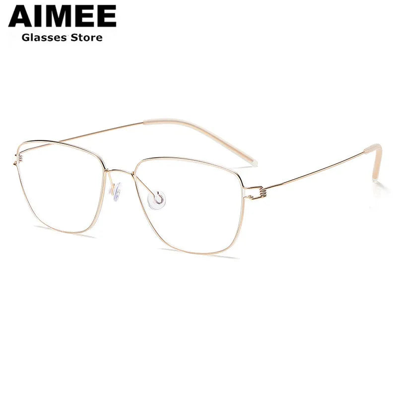 Aimee Unisex Full Rim Square Screwless Titanium Eyeglasses 7221 Full Rim Aimee   