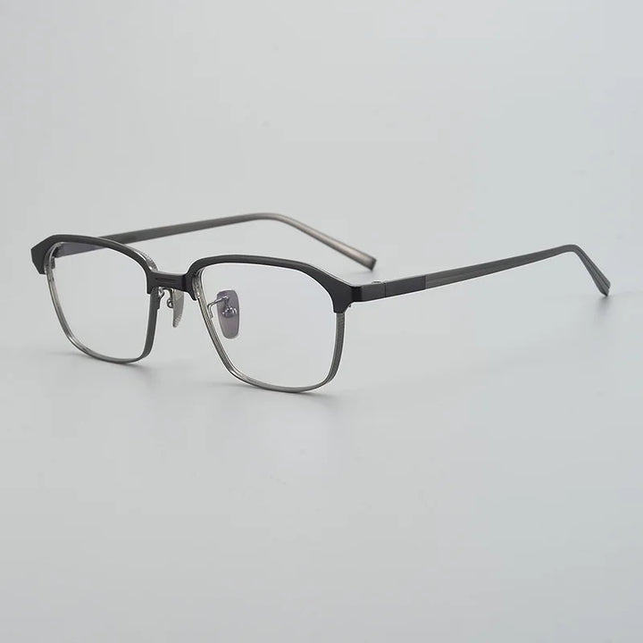 Black Mask Unisex Full Rim Big Square Titanium Eyeglasses 49024 Full Rim Black Mask Black-Gray  