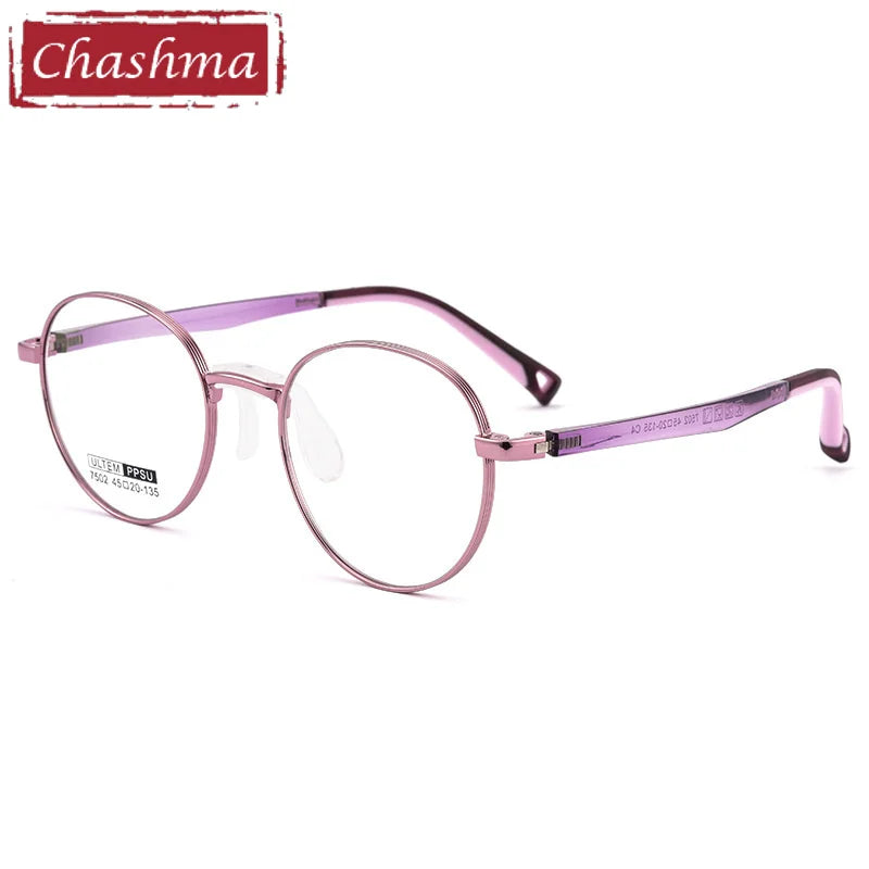 Chashma Ottica Unisex Youth Full Rim Round Stainless Steel Eyeglasses 7502 Full Rim Chashma Ottica Purple  