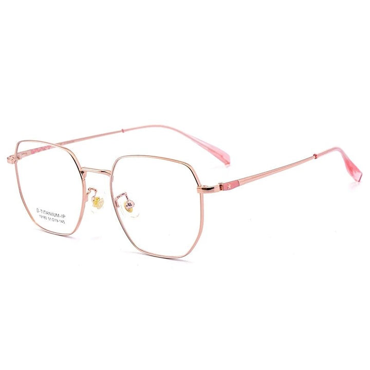 KatKani Unisex Full Rim Polygonal Alloy Eyeglasses 19180 Full Rim KatKani Eyeglasses   