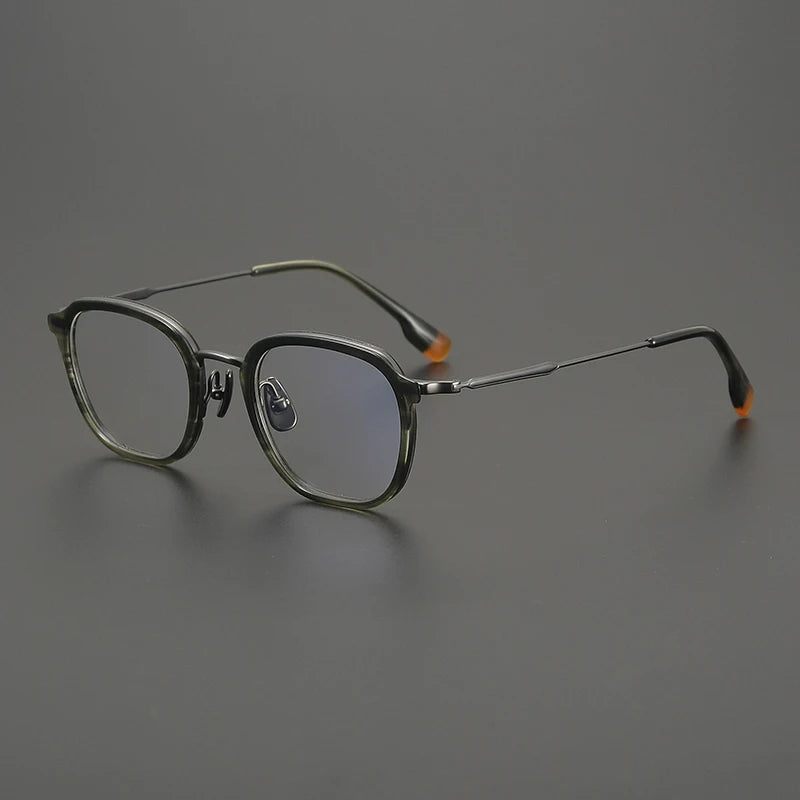 Gatenac Unisex Full Rim Square Acetate Titanium Eyeglasses Gxyj2805