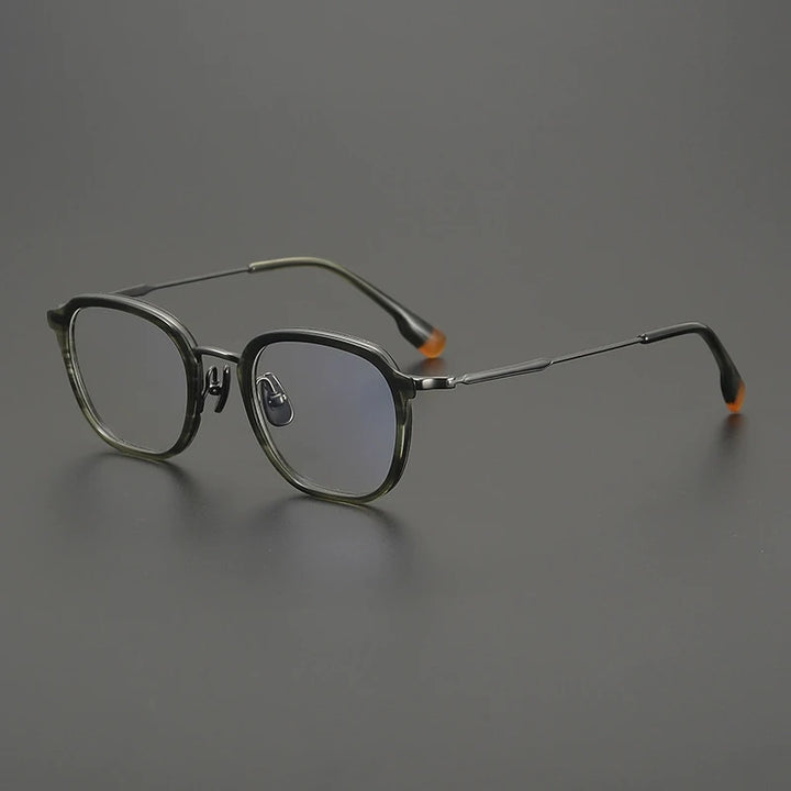 Gatenac Unisex Full Rim Square Acetate Titanium Eyeglasses Gxyj2805