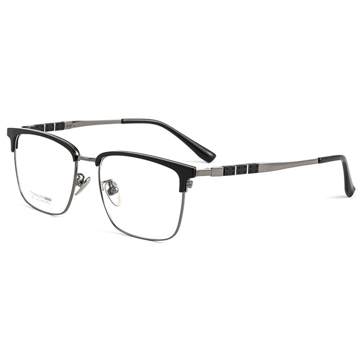 Handoer Women's Full Rim Square Titanium Eyeglasses 9017 Full Rim Handoer Black Gray  