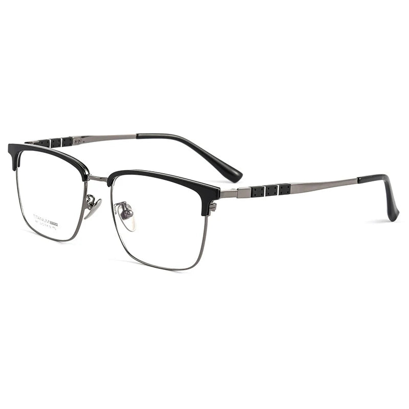 Handoer Women's Full Rim Square Titanium Eyeglasses 99017 Full Rim Handoer Black Gray