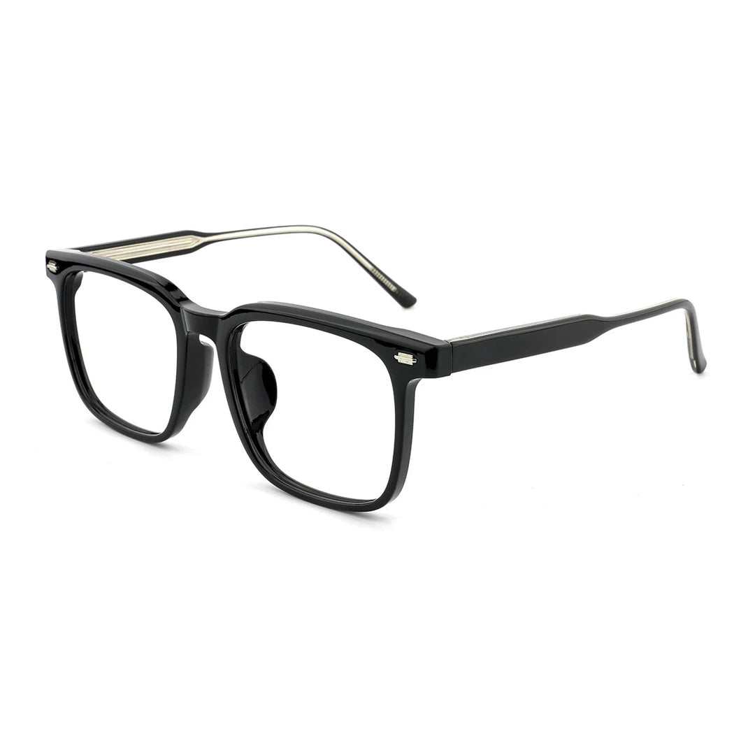 KatKani Unisex Full Rim Square Tr 90 Eyeglasses 60052 Full Rim KatKani Eyeglasses Brihgt Black  