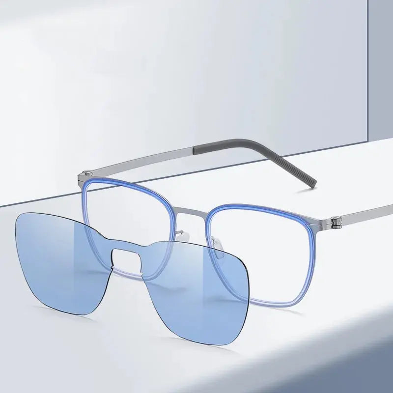 Gmei 790849 Unisex Full Rim Square Steel Frames Clip On Sunglasses FuzWeb