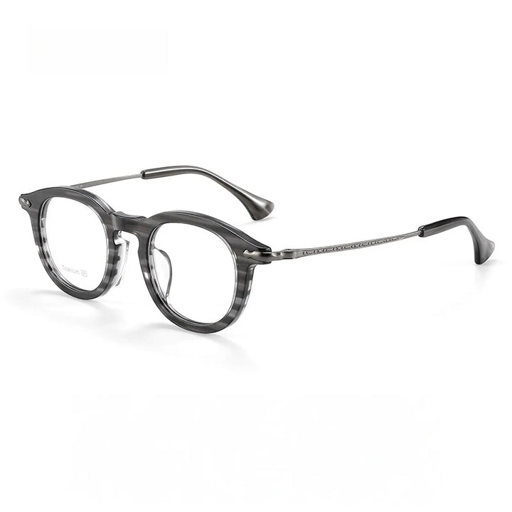 Yimaruili Unisex Full Rim Round Titanium &amp; Acetate Eyeglasses 80907 — view 4 | Yimaruili at FuzWeb