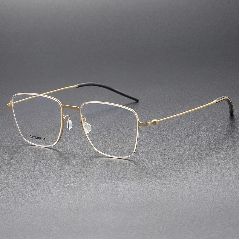 Aissuarvey Men's Full Rim Square Titanium Eyeglasses 514217 Full Rim Aissuarvey Eyeglasses Gold CN 