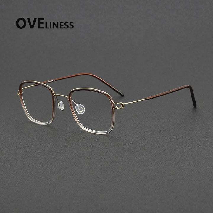Oveliness Women's Full Rim Square Acetate Titanium Eyeglasses 381045