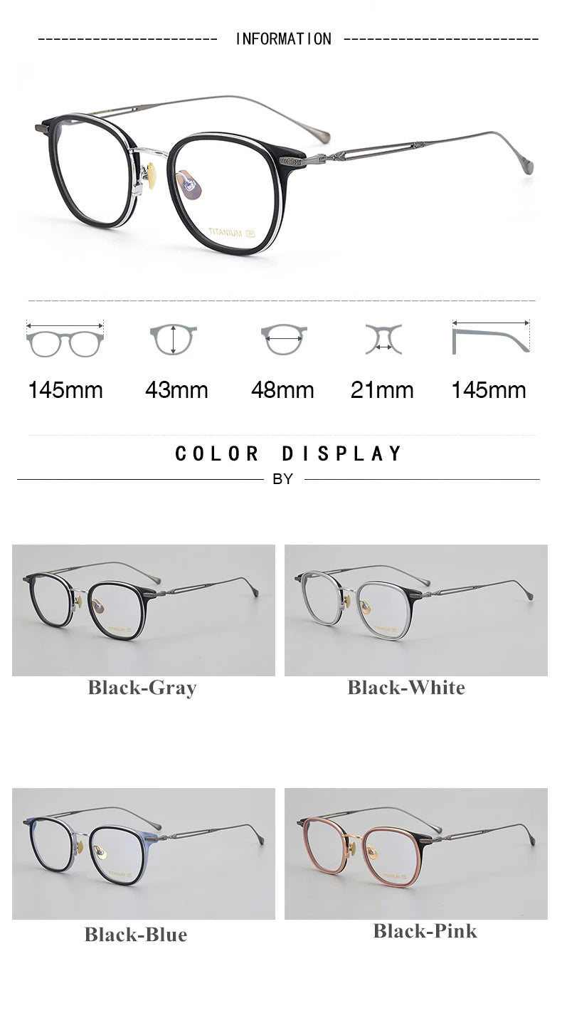 Black Mask Unisex Full Rim Titanium Acetate Square Eyeglasses E063 Full Rim Black Mask   