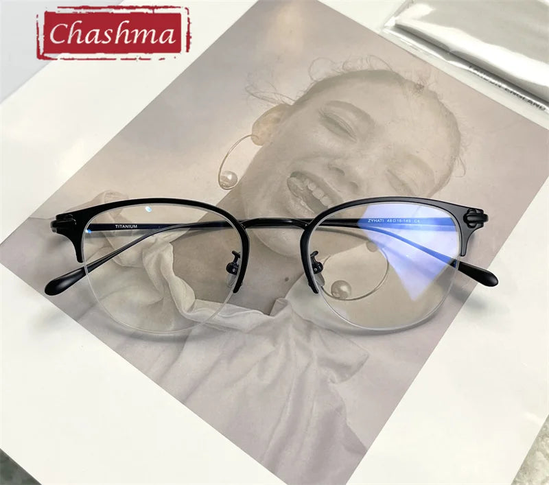 Chashma Ottica Unisex Full Rim Oval Round Titanium Eyeglasses 2625 Full Rim Chashma Ottica Black  