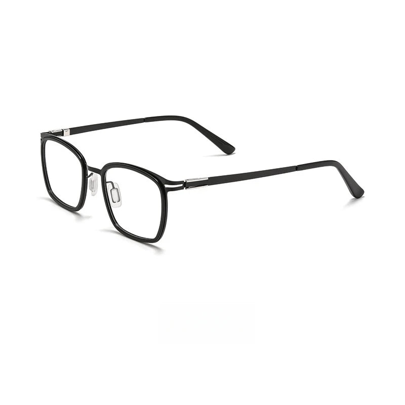 Yimaruili Unisex Full Rim Square Titanium Acetate Eyeglasses Y7910 Full Rim Yimaruili Eyeglasses Black  