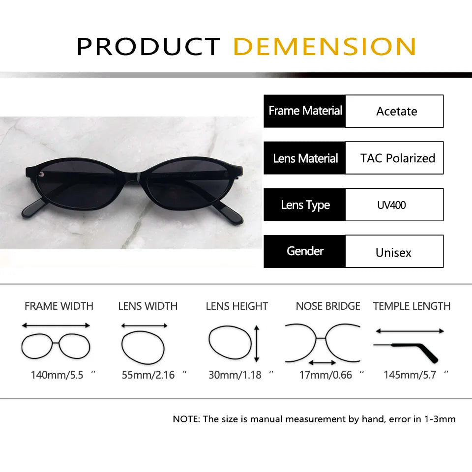 Esnbie Unisex Full Rim Oval Rectangle Acetate Sunglasses 240781